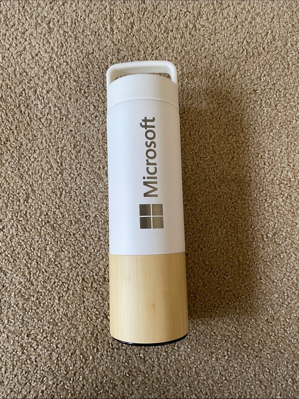 Microsoft White and Bamboo Accent water Bottle